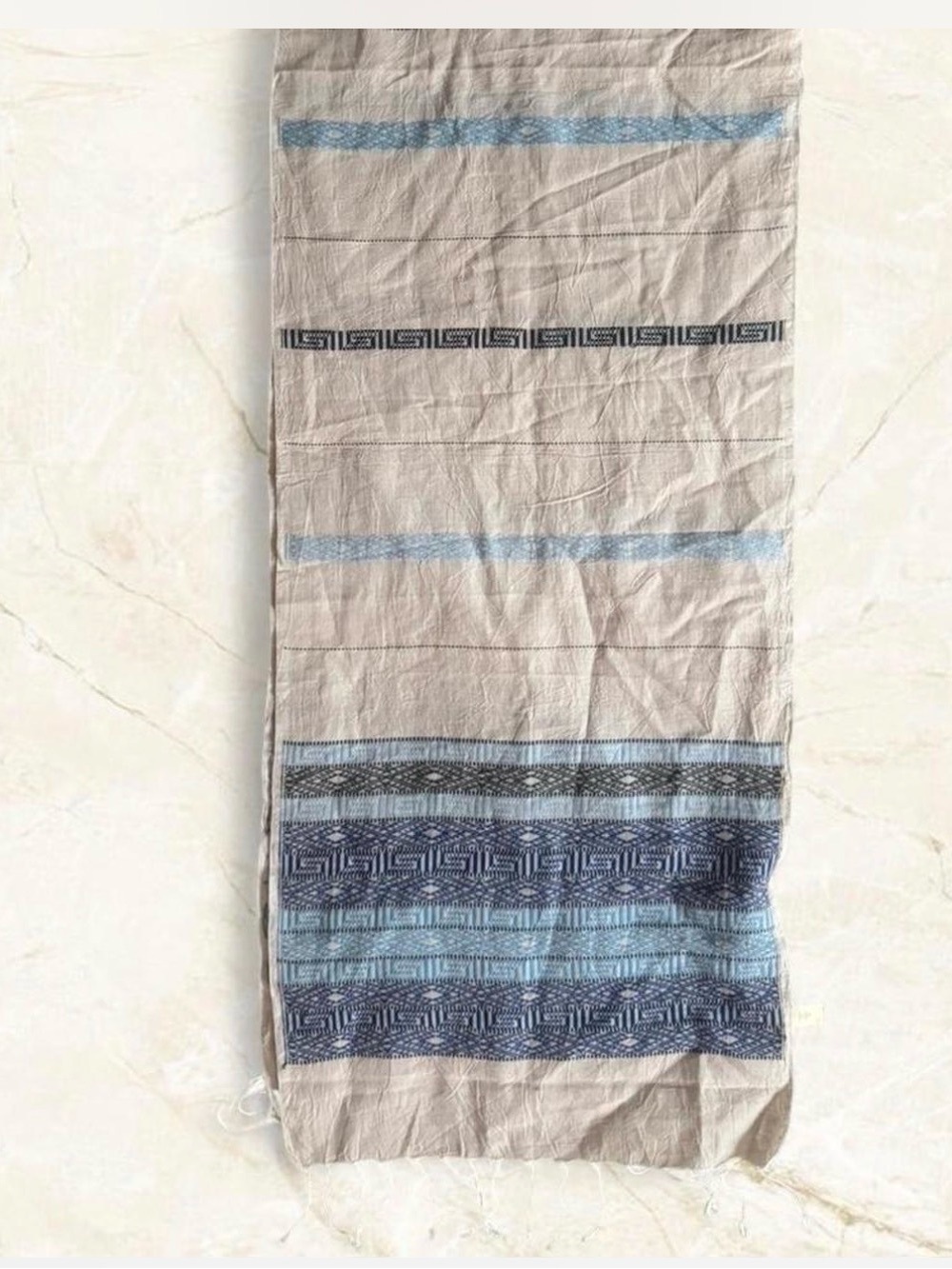 Eileen Fisher Boho Geometric Cotton Light and Airy Scarf Resort Lounge OS